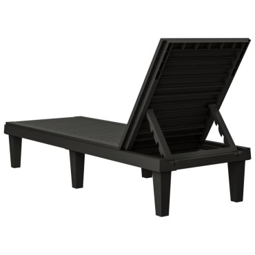 vidaXL Ξαπλώστρες 2 τεμ. Μαύρες 155x58x83cm από Πολυπροπυλένιο
