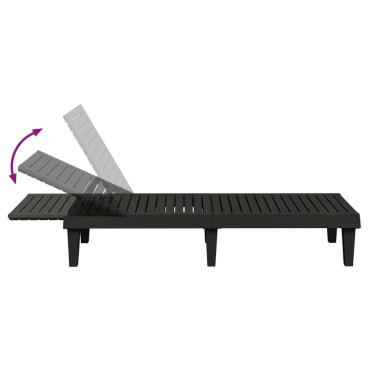 vidaXL Ξαπλώστρες 2 τεμ. Μαύρες 155x58x83cm από Πολυπροπυλένιο