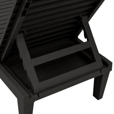 vidaXL Ξαπλώστρες 2 τεμ. Μαύρες 155x58x83cm από Πολυπροπυλένιο
