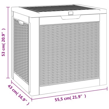 vidaXL Μπαούλο Αποθήκευσης Κήπου Αν. Καφέ 55,5x43x53cm Πολυπροπυλένιο 1 τεμ.