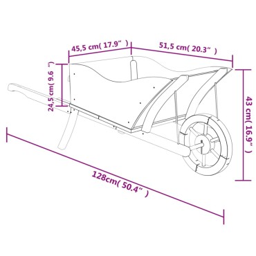 vidaXL Ζαρντινιέρα Καρότσι 128 x 45,5 x 43 εκ. από Μασίφ ξύλο Ελάτης
