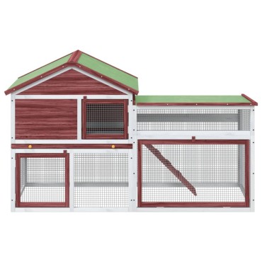 vidaXL Κλουβί Κουνελιών Μόκα 185,5x60,5x109,5 εκ. Μασίφ Ξύλο Πεύκου