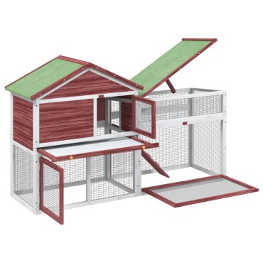 vidaXL Κλουβί Κουνελιών Μόκα 185,5x60,5x109,5 εκ. Μασίφ Ξύλο Πεύκου