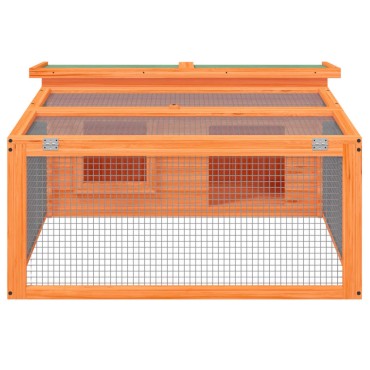vidaXL Κλουβί Κουνελιών Καφέ 117,5 x 97 x 47,5 εκ. Μασίφ Ξύλο Πεύκου