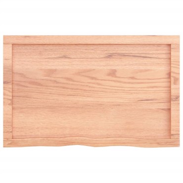 vidaXL Ράφι Τοίχου Ανοιχτό Καφέ 80x50x(2-4)cm Επεξ. Μασίφ Ξύλο Δρυός 1 τεμ.