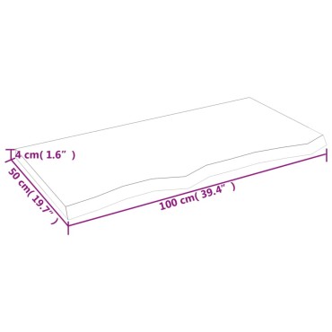 vidaXL Ράφι Τοίχου Ανοιχτό Καφέ 100x50x(2-4)cm Επεξ. Μασίφ Ξύλο Δρυός 1 τεμ.