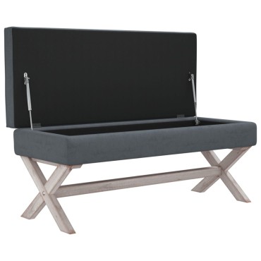 vidaXL Σκαμπό Αποθήκευσης Σκούρο Γκρι 110x45x49cm Βελούδινο 1 τεμ.
