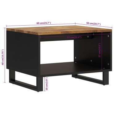 vidaXL Τραπεζάκι Σαλονιού 60x50x40cm από Μασίφ Ξύλο Μάνγκο 1 τεμ.