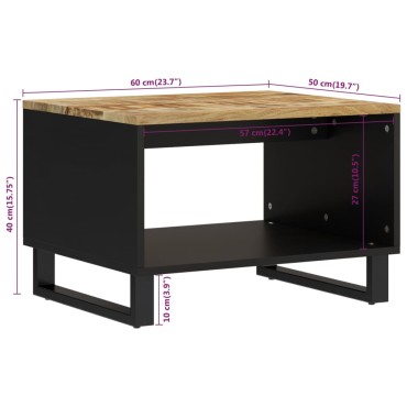 vidaXL Τραπεζάκι Σαλονιού 60x50x40cm από Μασίφ Ξύλο Μάνγκο 1 τεμ.