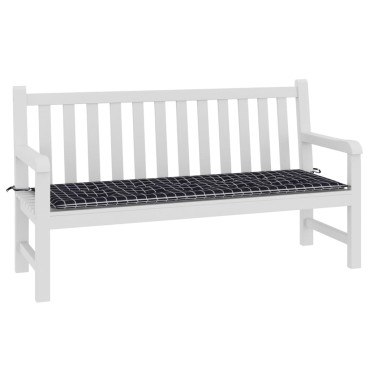 vidaXL Μαξιλάρι Πάγκου Κήπου Μαύρο Καρό 150x50x4cm Ύφασμα Oxford