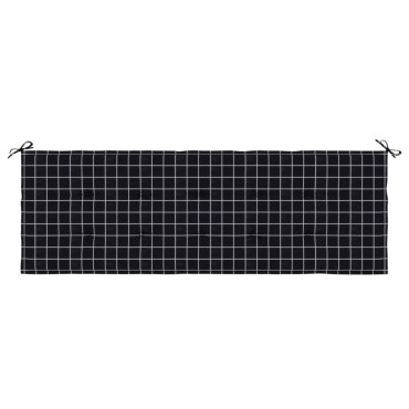 vidaXL Μαξιλάρι Πάγκου Κήπου Μαύρο Καρό 150x50x4cm Ύφασμα Oxford