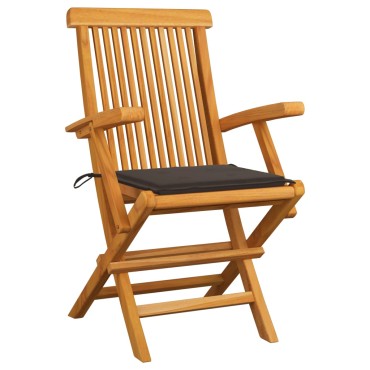 vidaXL Καρέκλες Κήπου 4 τεμ. από Μασίφ Ξύλο Teak με Taupe Μαξιλάρια 55x60x89cm