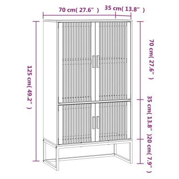 vidaXL Ντουλάπι Λευκό 70x35x125cm από Επεξεργασμένο Ξύλο 1 τεμ.