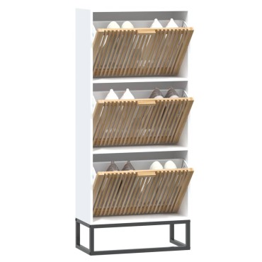 vidaXL Παπουτσοθήκη Λευκή 52x25x120cm από Επεξεργασμένο Ξύλο