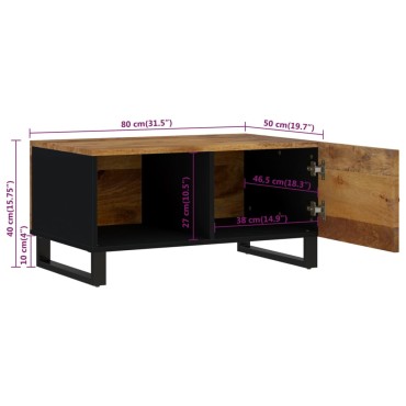 vidaXL Τραπεζάκι Σαλονιού 80x50x40cm Μασίφ Ξύλο Μάνγκο & Επεξ. Ξύλο 1 τεμ.