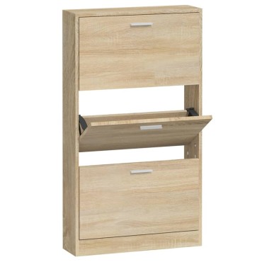 vidaXL Παπουτσοθήκη Χρώμα Δρυός 59x17x108cm από Επεξεργασμένο Ξύλο