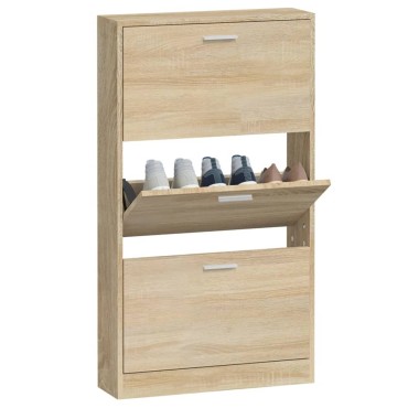 vidaXL Παπουτσοθήκη Χρώμα Δρυός 59x17x108cm από Επεξεργασμένο Ξύλο