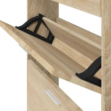 vidaXL Παπουτσοθήκη Χρώμα Δρυός 59x17x108cm από Επεξεργασμένο Ξύλο
