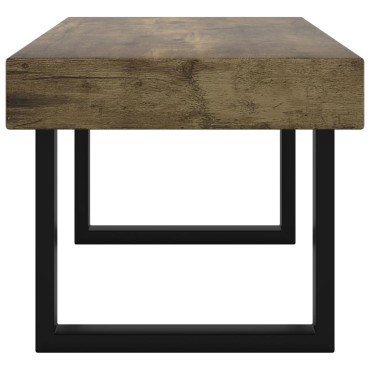 vidaXL Τραπεζάκι Σαλονιού Σκ. Καφέ/Μαύρο 90x45x40cm από MDF/Σίδερο 1 τεμ.