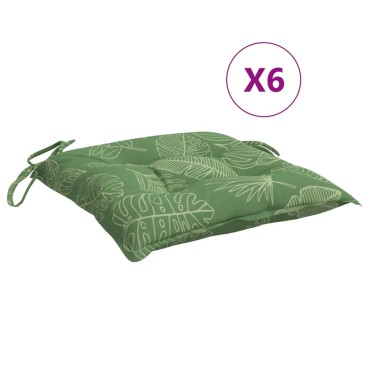 vidaXL Μαξιλάρια Καρέκλας 6 τεμ. Σχέδιο Φύλλων 50x50x7cm Υφασμάτινα
