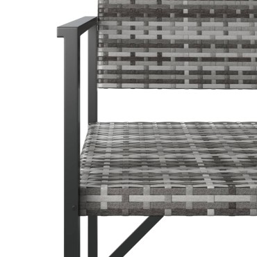 vidaXL Παγκάκι Κήπου Διθέσιο Γκρι από Συνθετικό Ρατάν 109x62x88cm 1 τεμ.