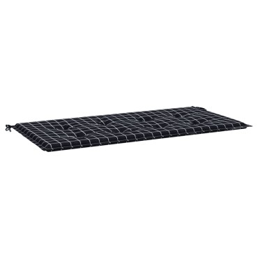 vidaXL Μαξιλάρι Πάγκου Κήπου Μαύρο Καρό 120x50x4cm Ύφασμα Oxford