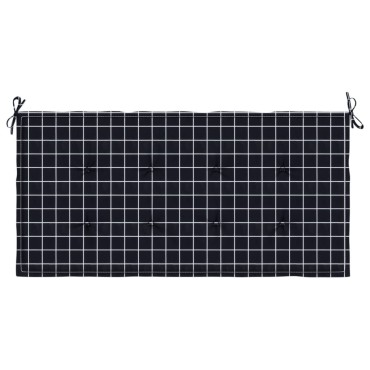 vidaXL Μαξιλάρι Πάγκου Κήπου Μαύρο Καρό 120x50x4cm Ύφασμα Oxford