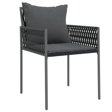 vidaXL Καρέκλες Κήπου 2 τεμ. Μαύρο 54x61x83cm Συνθ. Ρατάν & Μαξιλάρια