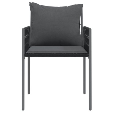 vidaXL Καρέκλες Κήπου 2 τεμ. Μαύρο 54x61x83cm Συνθ. Ρατάν & Μαξιλάρια