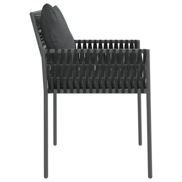 vidaXL Καρέκλες Κήπου 2 τεμ. Μαύρο 54x61x83cm Συνθ. Ρατάν & Μαξιλάρια