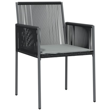vidaXL Καρέκλες Κήπου 2 τεμ. Μαύρες 54x60,5x83,5cm Συνθ. Ρατάν/Μαξιλ.