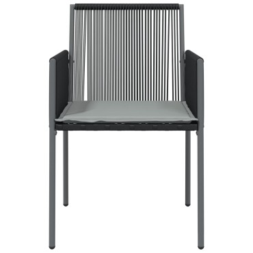 vidaXL Καρέκλες Κήπου 2 τεμ. Μαύρες 54x60,5x83,5cm Συνθ. Ρατάν/Μαξιλ.