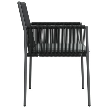 vidaXL Καρέκλες Κήπου 2 τεμ. Μαύρες 54x60,5x83,5cm Συνθ. Ρατάν/Μαξιλ.