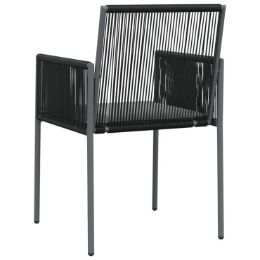 vidaXL Καρέκλες Κήπου 2 τεμ. Μαύρες 54x60,5x83,5cm Συνθ. Ρατάν/Μαξιλ.