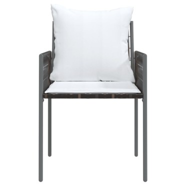 vidaXL Καρέκλες Κήπου 2 τεμ. Καφέ 54x61x83cm Συνθ. Ρατάν & Μαξιλάρια