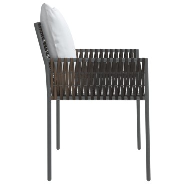 vidaXL Καρέκλες Κήπου 2 τεμ. Καφέ 54x61x83cm Συνθ. Ρατάν & Μαξιλάρια