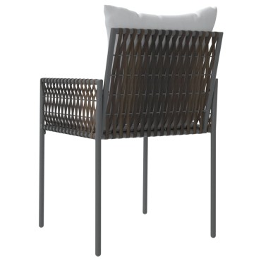 vidaXL Καρέκλες Κήπου 2 τεμ. Καφέ 54x61x83cm Συνθ. Ρατάν & Μαξιλάρια