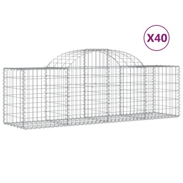 vidaXL Συρματοκιβώτια Τοξωτά 40 τεμ. 200x50x60/80 εκ. Γαλβαν. Ατσάλι
