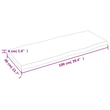 vidaXL Επιφάνεια Τραπεζιού 100x40x(2-4)cm Ακατέργ. Μασίφ Ξύλο Δρυός 1 τεμ.