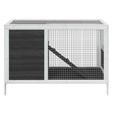 vidaXL Κλουβί Κουνελιών Γκρι 103 x 44 x 69,5 εκ. Μασίφ Ξύλο Πεύκου