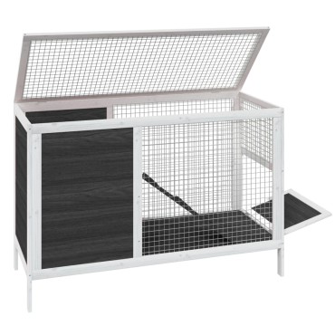 vidaXL Κλουβί Κουνελιών Γκρι 103 x 44 x 69,5 εκ. Μασίφ Ξύλο Πεύκου
