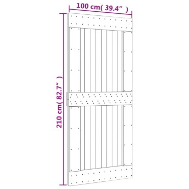 vidaXL Πόρτα NARVIK 100 x 210 εκ. από Μασίφ Ξύλο Πεύκου