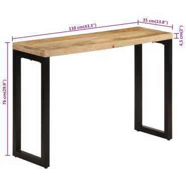 vidaXL Τραπέζι Κονσόλα 110x35x76cm από Μασίφ Ακατέργαστο Ξύλο Μάνγκο 1 τεμ.
