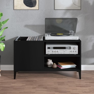 vidaXL Δισκοθήκη Μαύρη 84,5x38x48cm από Επεξεργασμένο Ξύλο 1 τεμ.