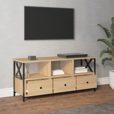 vidaXL Έπιπλο Τηλεόρασης Sonoma Δρυς 102x33x45cm Επεξ. Ξύλο/Σίδερο