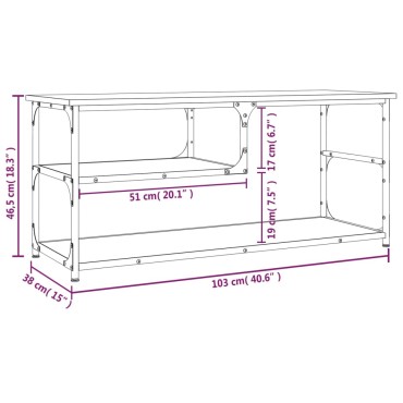 vidaXL Έπιπλο Τηλεόρασης Καπν. Δρυς 103x38x46,5cm Επεξ. Ξύλο & Ατσάλι