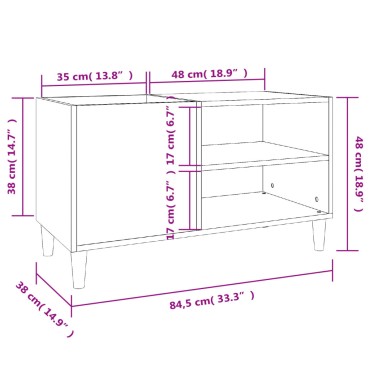vidaXL Δισκοθήκη Μαύρη 84,5x38x48cm από Επεξεργασμένο Ξύλο 1 τεμ.