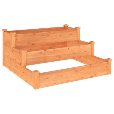 vidaXL Ζαρντινιέρα Υπερυψωμένη Καφέ 120x120x56 εκ. Μασίφ Ξύλο Ελάτης
