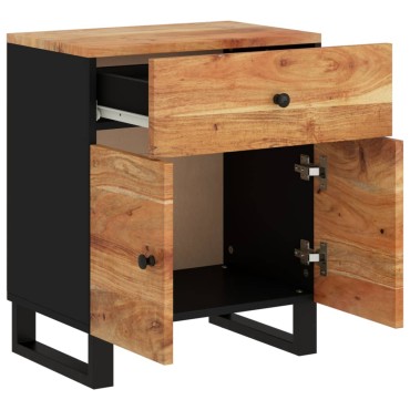 vidaXL Κομοδίνο 50x33x60cm Μασίφ Ξύλο Ακακίας & Επεξεργ. Ξύλο 1 τεμ.