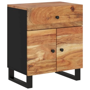 vidaXL Κομοδίνο 50x33x60cm Μασίφ Ξύλο Ακακίας & Επεξεργ. Ξύλο 1 τεμ.